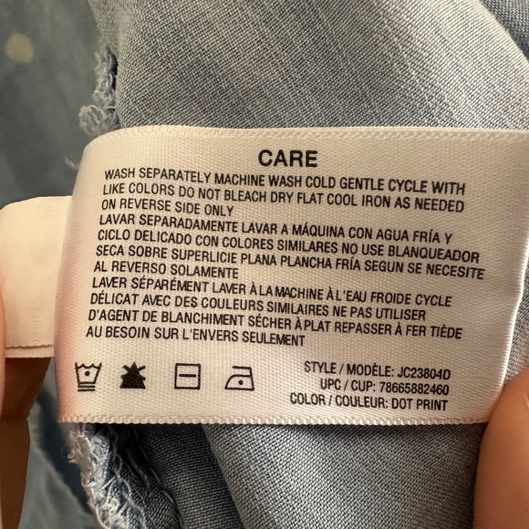 Jordache Long Sleeve Button Up Blouse Lyocell Light Blue White - Picture 7 of 7